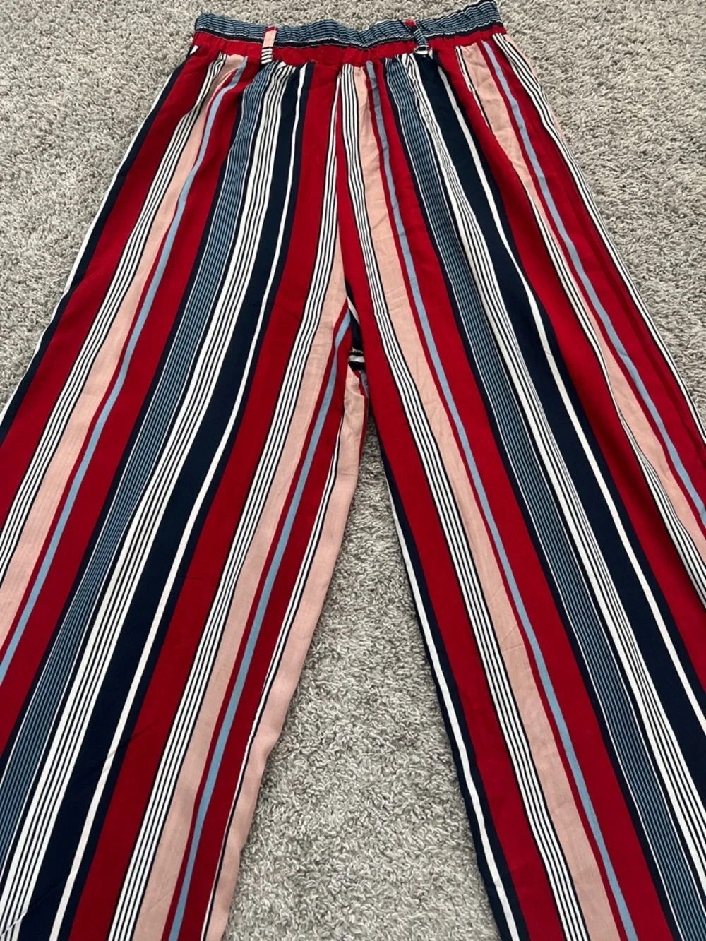 Maze Women’s High-Waisted Red Pink Wide Leg Striped Rayon Palazzo Pants - Size S - Picture 3 of 9